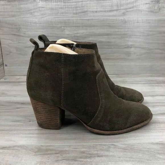 Madewell Booties Womens 6.5 Brenner Brown Suede Heeled Ankle Boots - Picture 1 of 11